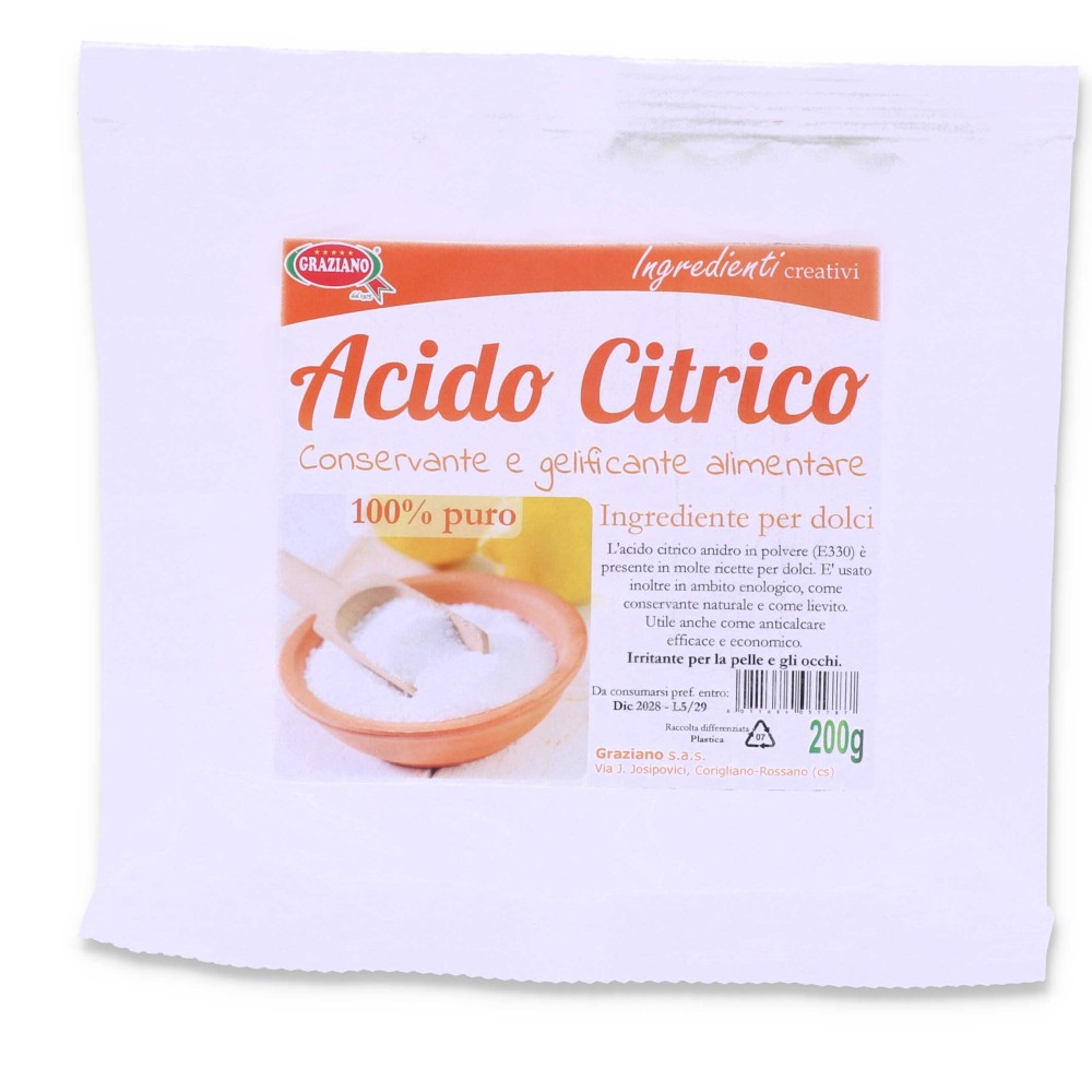 Acido Citrico - Conservante Gelificante Alimentare E330 - 200gr