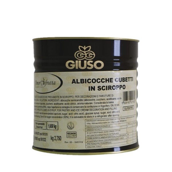 Confezione in Latta di Albicocche a cubetti 10x10 da 2,75kg