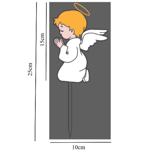 Cake topper in plexiglass specchiato con angioletto inchinato in preghiera colore bianco