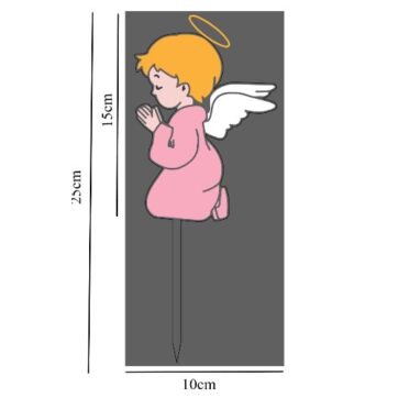 Cake topper in plexiglass specchiato con angioletto inchinato in preghiera colore rosa