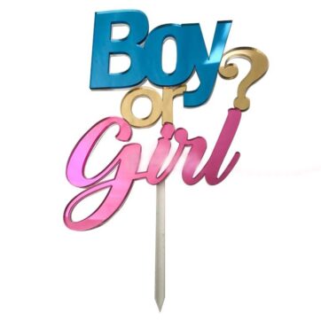Cake Topper Gender reveal in plexiglass specchiato