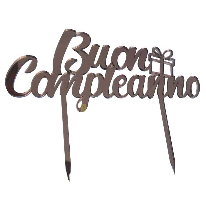 Cake Topper con scritta Buon Compleanno colore rosa gold.