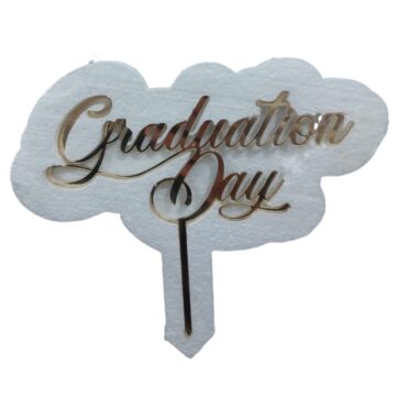 Cake Topper con scritta Graduation Day colore oro.