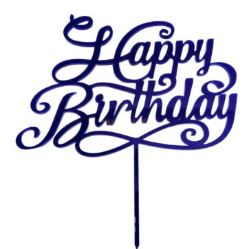Cake Topper con scritta Happy birthday colore Blu.
