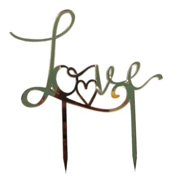 Cake Topper con scritta Love colore oro.
