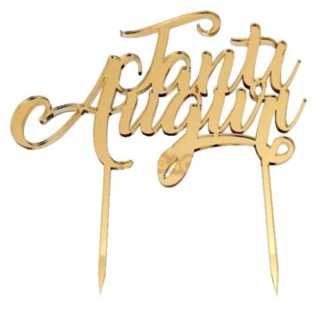 Cake Topper con scritta Tanti Auguri colore Oro.