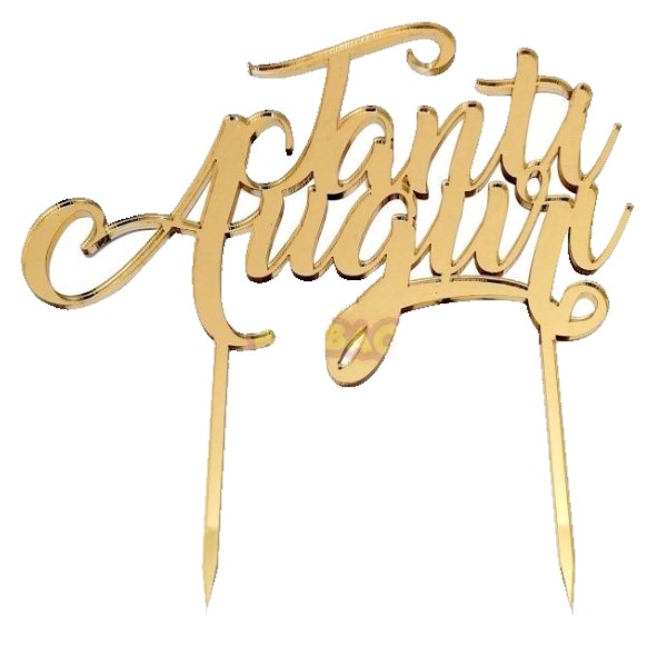 Cake Topper con scritta Tanti Auguri colore Oro.