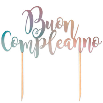 Cake Topper Buon Compleanno In Carta Iridescente