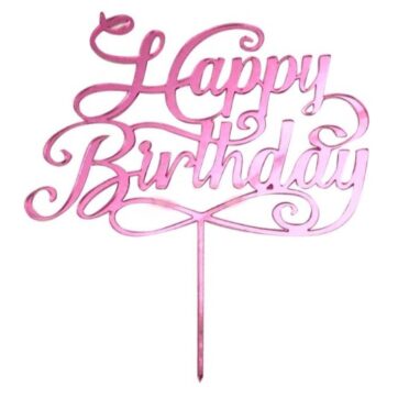 Cake Topper con scritta Happy birthday colore Rosa