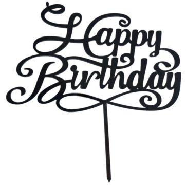 Cake Topper con scritta Happy birthday colore nero