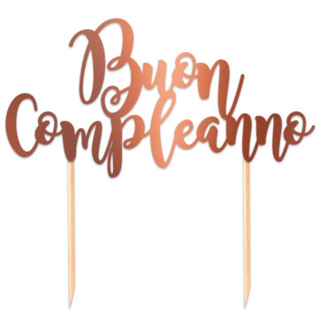 Cake Topper Buon Compleanno In Carta Rosa Gold Metal