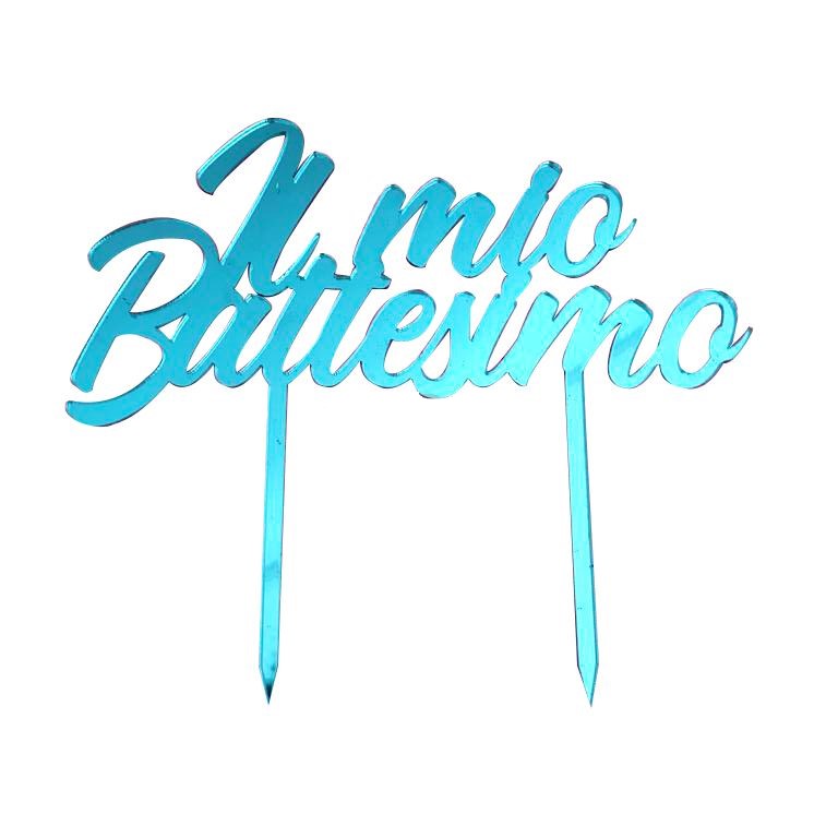 Cake Topper Il Mio Battesimo Plexiglass Specchiato Azzurro