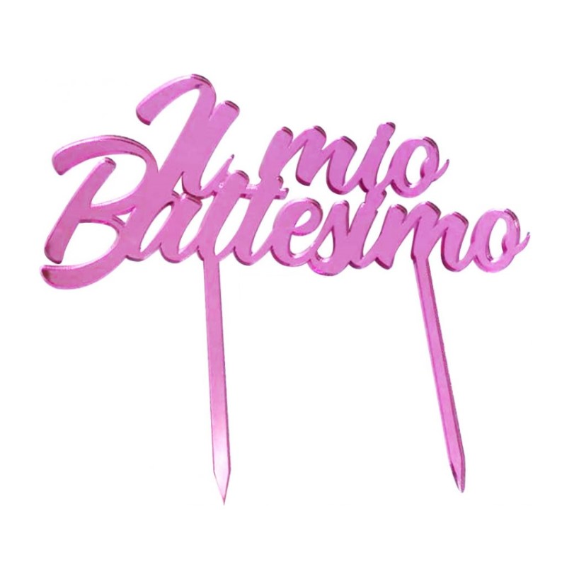 Cake Topper Il Mio Battesimo Plexiglass Specchiato Rosa