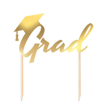 Cake Topper Laurea Grad In Carta Oro Metal