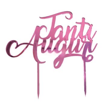 Cake Topper con scritta Tanti Auguri colore Rosa.