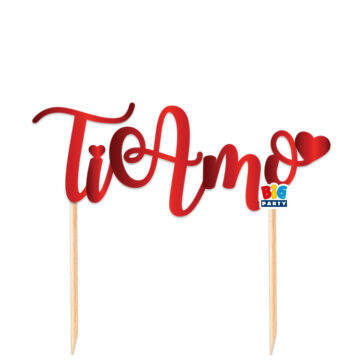 Cake Topper Ti Amo In Carta Rosso