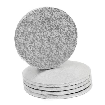 Sottotorta rigido tondo rivestito con carta alluminio silver spessore 1.2cm