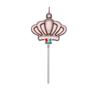 Candela 2D Per Torte - Candelina Pick 12 Cm Corona Rosa Gold