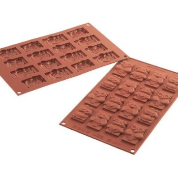 Stampo in silicone per cioccolatini per realizzare choco tags con gufi divertenti