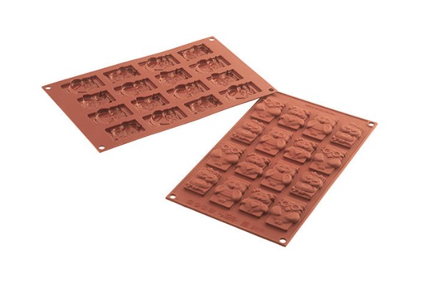 Stampo in silicone per cioccolatini per realizzare choco tags con gufi divertenti