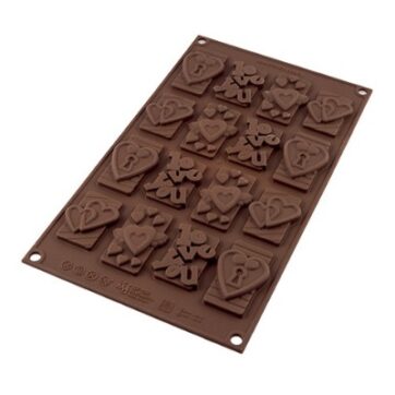 Stampo inj silicone per cioccolatini per realizzare choco tags tema amore