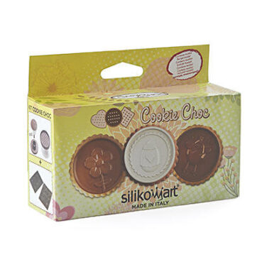 Set Taglia biscotto e tappetino in silicone per cioccolato tema Pasqua realizza 6 biscotti tondi da Ø 6,8 h 0,5 cm