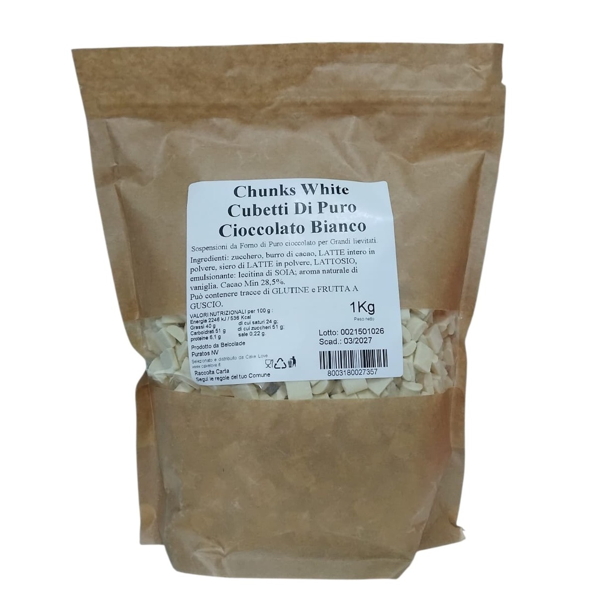 Cubetti Di Puro Cioccolato Bianco