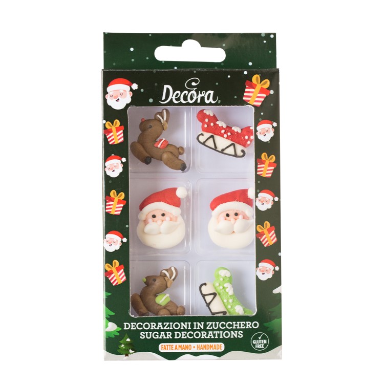 Decorazioni in zucchero natalizie assortite confezioni da 6pz