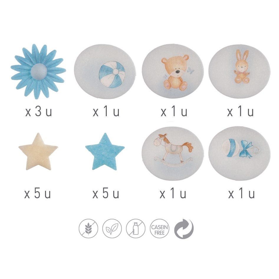 Decorazioni In Ostia Baby Boy - Margherite Stelle