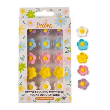 Decorazioni In Zucchero Fiori Medi Colorati Assortiti