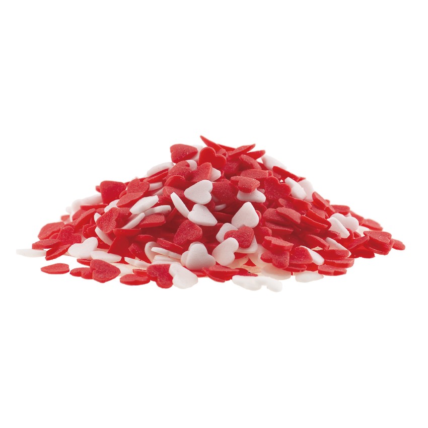 Dekora Sprinkless mix cuori bianchi e rossi 100g 1