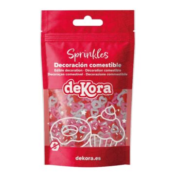 Sprinkle Mix Cuori Forati Bianco Rosa E Rosso 100Gr - Dekora