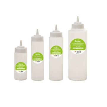 Dispenser in plastica con beccuccio forato disponibile da 250ml, 350ml, 500ml, 1l