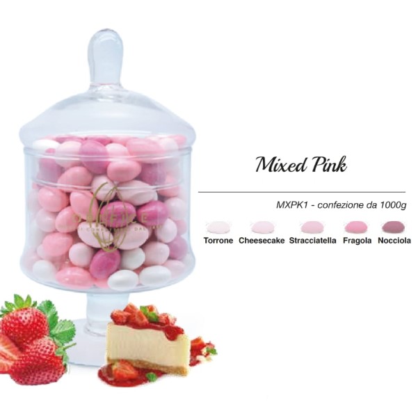 Confezione di Confetti mixed con 5 diverse sfumature di colore. Mandorla ricoperta di cioccolato a gusto. 1 kg