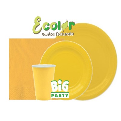 Confezioni accessori tavolo biodegradabili monocolore giallo