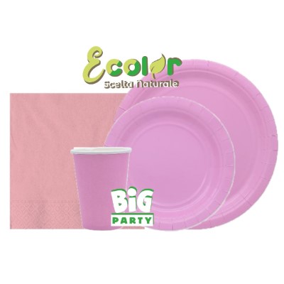 Confezioni accessori tavolo biodegradabili monocolore rosa