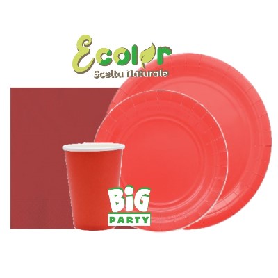 Confezioni accessori tavolo biodegradabili monocolore rosso