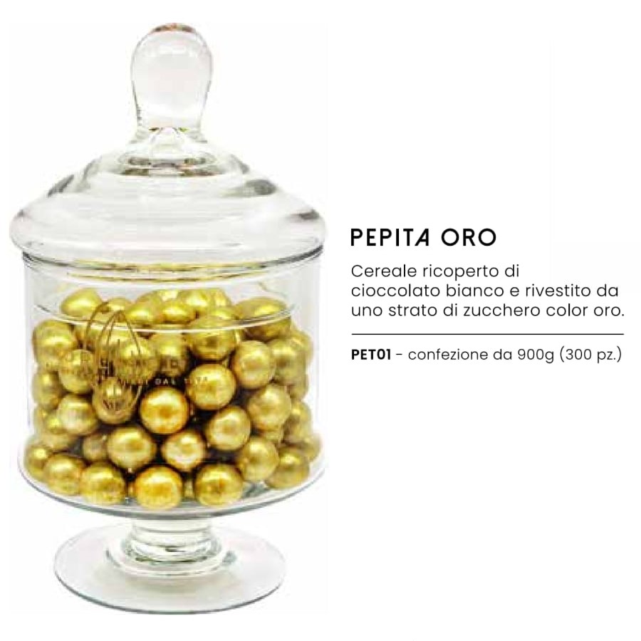 Confezione di Confetti Orefice Pepite con cuore di cereale e cioccolato confezione da 900gr colore oro