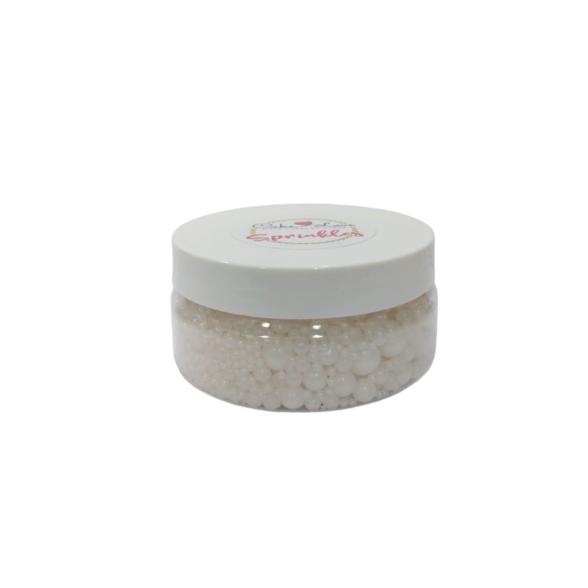 Perline Di Zucchero Bianco Brillante Mix -120gr-Senza E171