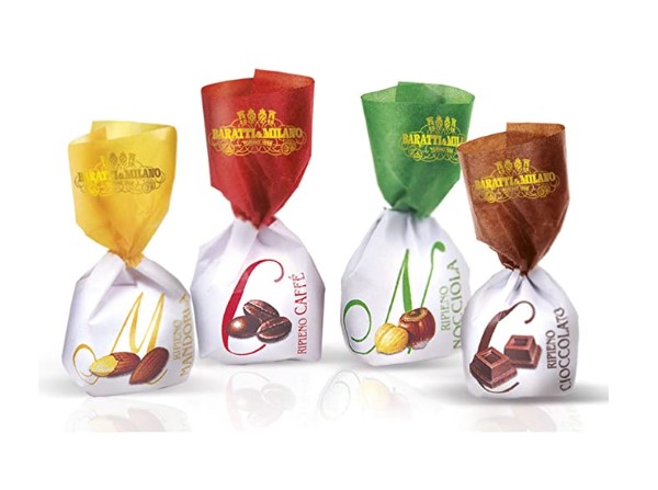 Confezione di Caramelle Ripiene alla crema disponibile in 4 gusti, cioccolato, nocciola, mandorla, caffè da 500gr