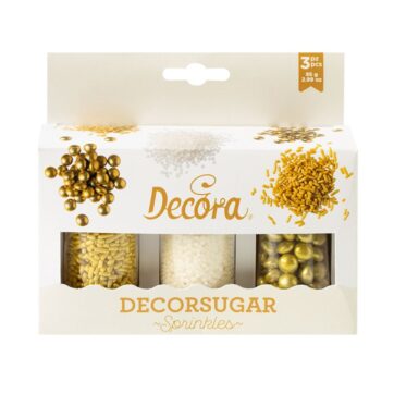 Set Decor Mix Bianco E Oro - Set 3 Pz - 85Gr Decora