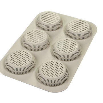 Stampo in silicone per pane. Il Burger Bread permette di realizzare 6 panini da Ø80mm lo stampo ha dimensioni 200mm x 340mm x h20mm,