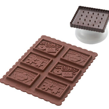 Set Taglia biscotto e tappetino in silicone per cioccolato tema Pasqua realizza 6 biscotti Rettangolari