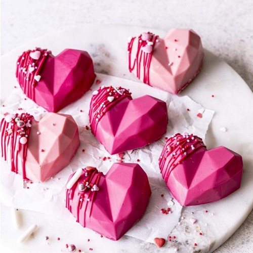 Stampo in silicone con 6 cavita cuore Diamantato