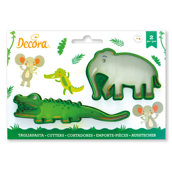 Set di 2 tagliapasta elefante e coccodrillo.