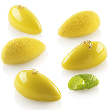 Stampo in Silicone Quenelle 10 Mini della Silikomart. Dimensioni: 43x21 h20 mm