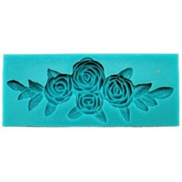Stampo in silicone fiori e foglie con 4 rose