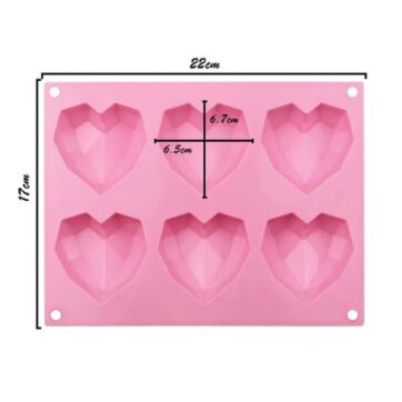Stampo in silicone con 6 cavita cuore Diamantato