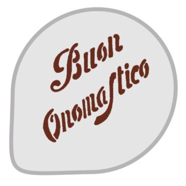 Stencil in plastica per alimenti con scritta Buon Onomastico. Dimensione ร 26cm