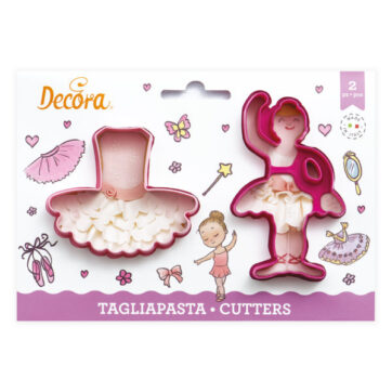 Tagliapasta per dolci in materiale plastico ballerina e tutù misure  Ballerina 6 x 9,5 x 2,2 h cm – Tutù 9 x 6,5 x 2,2 h cm